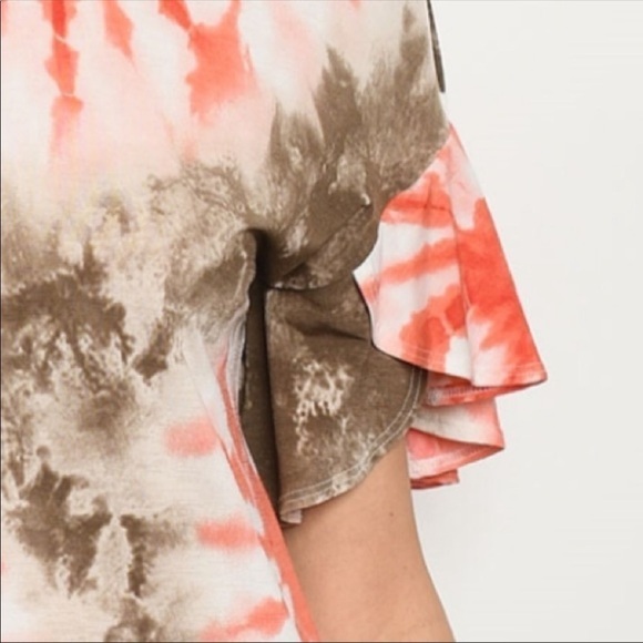 NWT- Olive & Orange tie dyed top. Multiple sizes available - Picture 3 of 5